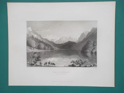 SUIZA Lago de Lungern Lungersee - Impresión de 1838 por Bartlett Foto 1 de 2