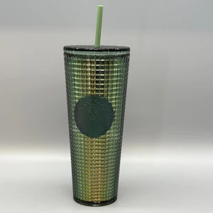 Bicchiere tazza fredda Starbucks 2022 Rainforest verde griglia iridescente Venti 24 oz - Foto 1 di 6