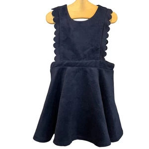 VTG Spain CiGirls Suede Like Scalloped Navy Lined Pinafore Holiday Recital 7/8 - Picture 1 of 13
