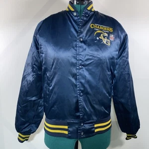 Bomber vintage anni 80 Chargers linea gesso NFL raso giacca ragazzo taglia media - Foto 1 di 4