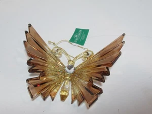 NWT ~ Kurt Adler Amber ACRYLIC BUTTERFLY Christmas Ornament Glitter Rhnstn T2832 - Picture 1 of 2