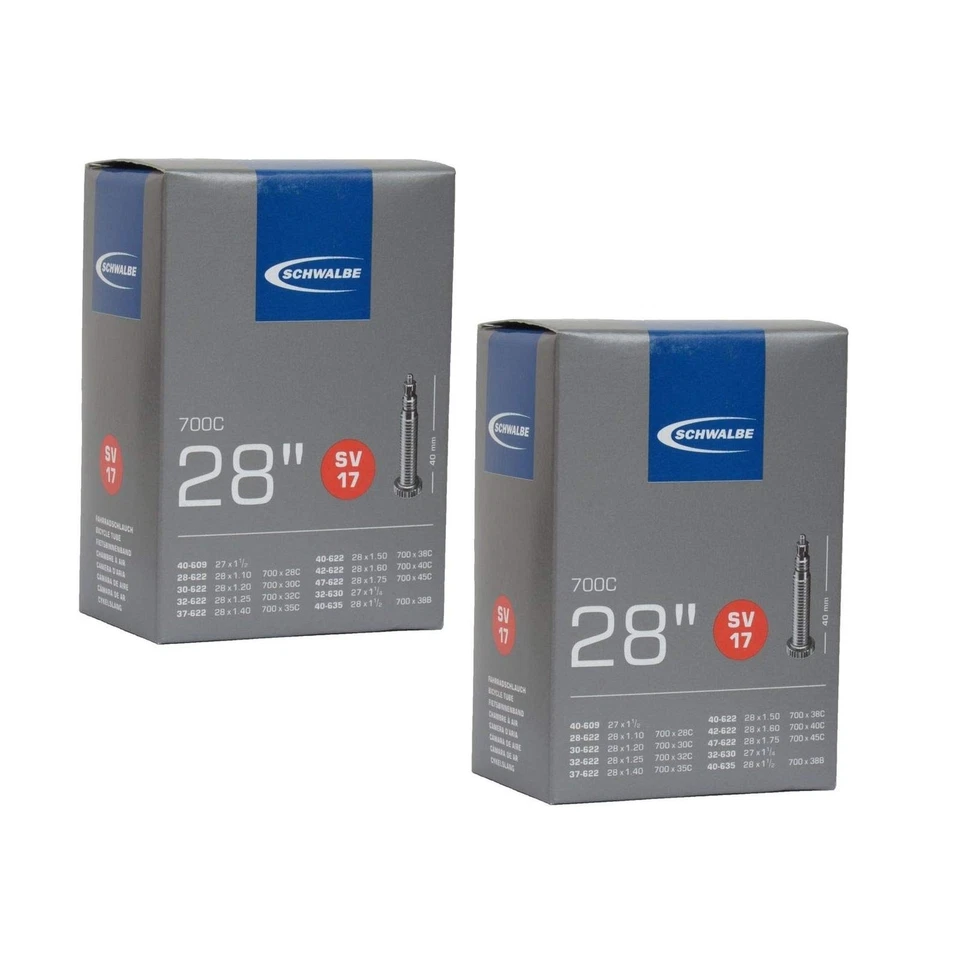 Schwalbe Sv17 Inner Tubes - 700 X 28-45c / 28 27" Presta 40mm Valve 2 Pack
