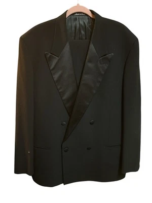 Chaqueta Esmoquin Giorgio Armani De Colección Años 90 Chal Negro Doble Pecho 2 piezas 44L W38 Foto 1 de 4