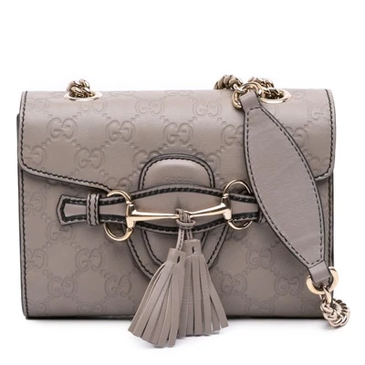 Authenticated Gucci Mini Guccissima Emily Crossbody Gray Calf Leather Bag - Изображение 1 из 4