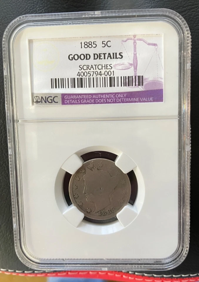 Key Date 1885 Liberty V Nickel NGC Good Details (scratches) - Image 1 of 4