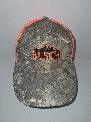 Busch Beer Hat - Realtree Trucker Cap - Camouflage/Orange Adjustable - Hunting - Image 1 of 4