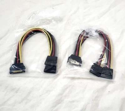 15-pin SATA Power Y-Splitter Cable 8 in 20 cm (2 pack) - Image 1 of 4