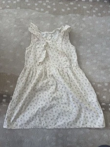 H&M Girls Sundress Size 6-7 Floral Cotton Ruffle Yellow Cottagecore Prairie Kid - Picture 1 of 3