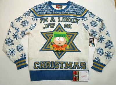 Spencers South Park  KYLE Lonely Jew Ugly Christmas Sweater ~ sz Large LIGHTS UP - Image 1 of 4