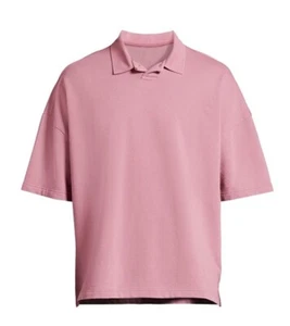 XL (46-48) Men's Oversized French Terry Polo Shirt Pink #4771 - Picture 1 of 5