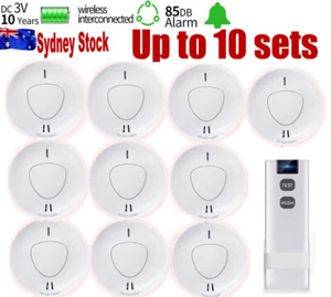 1-10X Wireless Interconnected Photoelectric Smoke Alarm Detector 10 Year Battery - Picture 1 of 15
