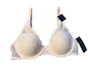 Tommy Hilfiger High Apex Underwire Mesh Bra Plunge Size 34B Blushing Bride Pink - Picture 1 of 4