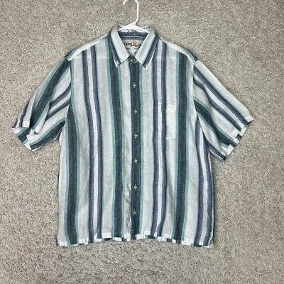 Reyn Spooner Shirt Mens Large White Blue Classic Fit Linen Button Down Striped - Image 1 of 4