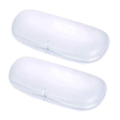 Hard Eyeglasses Case Plastic Glasses Protective Case for Women Men, White - Image 1 of 4