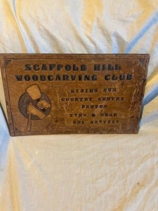 VINTAGE WOOD SIGN / CARVING CLUB - Picture 1 of 2