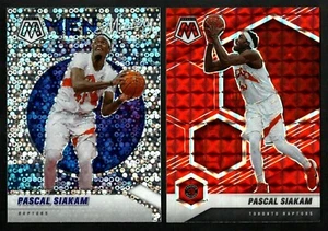 2 tarjetas Pascal Siakam 2020-21 Mosaic Red Prizm & Men Of Mastery Fast Break Prizm - Imagen 1 de 2