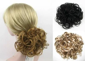 CURLY HAIR SCRUNCHIE PONYTAIL HOLDER HAIRPIECE MESSY BUN CORKSCREW CURLS DAPHNE - Picture 1 of 9