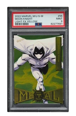 2022 🏪 Skybox Metal Universe Spider-Man Moon Knight #55 Yellow Light FX PSA-9 - Image 1 of 3