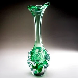 Sölvehyttanische Glashütte Stängelvase Schweden Skandinavisches Kunstglas mundgeblasen 26 cm - Bild 1 von 22