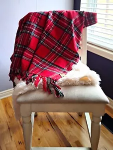 NWT Red Plaid Cotton Throw Blanket 60" x 50" - Picture 1 of 4