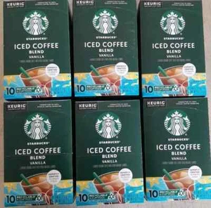 Starbucks Vanilla Iced Coffee Blend K Cup 10 ct Lot Of 6 = 60 Best By 06/05/25 - Picture 1 of 1