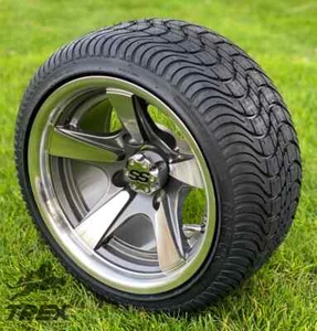 TREX 12" Bullitt Gunmetal Golf Cart Wheels & 215/40-12" DOT Tires - Set of 4 - Picture 1 of 6