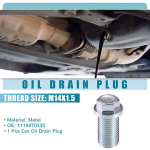 Car Oil Drain Plug No.1119970330 for Mercedes-Benz 190D 1984-1989 Silver Tone