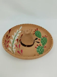 Vintage MEXICAN Sombrero Hat Pottery Ashtray Bowl Hand Painted Cactus Juarez - Picture 1 of 5