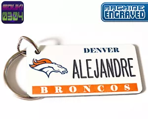 Personalized Denver Broncos Keychain - Key Ring Fob Tag - Custom Engraved - NFL - Picture 1 of 12