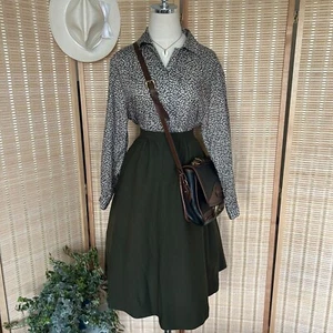 Vintage Olive Green Swing Circle Skirt - Picture 1 of 7