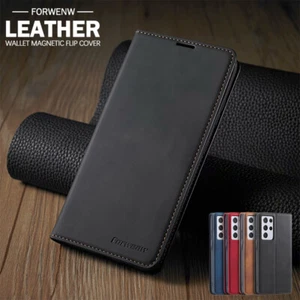 For Samsung S25 S24 23 S22 S21 FE S20 FE Ultra Leather Flip Wallet Case Cover - Picture 1 of 30