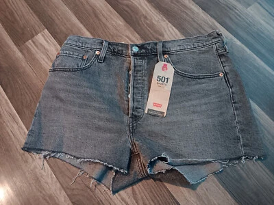Levis, Womens 501 high rise Size 32"X2" cut off black shorts NWT - Image 1 of 4