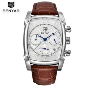 BENYAR 30ATM Waterproof Date Leather Band Fashion Men Quartz Wrist Watches Gift - Bild 1 von 16
