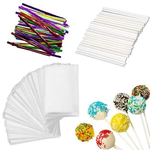 300 PCS Cake Pop Sticks and Wrappers Kit Including 100ct 4-inch Papery Lollip... - Picture 1 of 6
