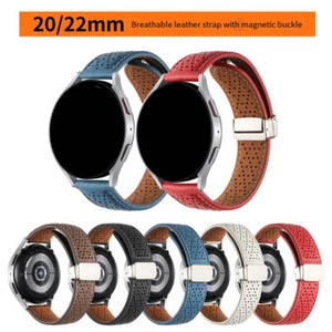 Uhrenarmband Für Samsung Galaxy Watch 7 20/22 Mm Klassisches Leder  > - Picture 1 of 29