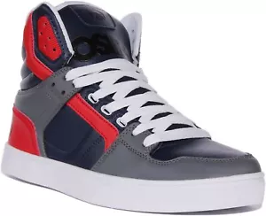 Osiris Clone Mens Lace Up Hi Top Skateboard Sneaker In Navy Red Size US 7 - 13 - Picture 1 of 12