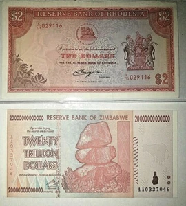 Zimbabwe 20 TRILLION Rhodesian inflation currency authentic guaranteed   - Picture 1 of 3