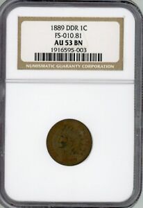 1889 Indian Cent DDR FS-801 S-1 (010.81), AU-53, NGC Certified