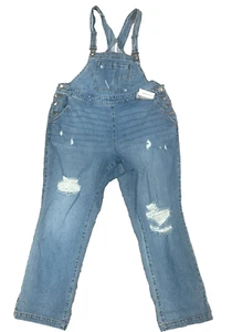 LANE BRYANT Bib Overalls Distressed Denim Mid-Rise sz 18 NWT $99.95 - Picture 1 of 10