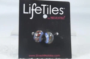 Life Tiles Pendant By Demdaco Made In USA 'Blues' Set 2 Glass Beads NEW - Picture 1 of 3