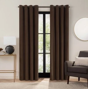 Fieldcrest Luxury Cambridge Washed Cotton Velvet Brown 100% Blackout Single Pane - Picture 1 of 2