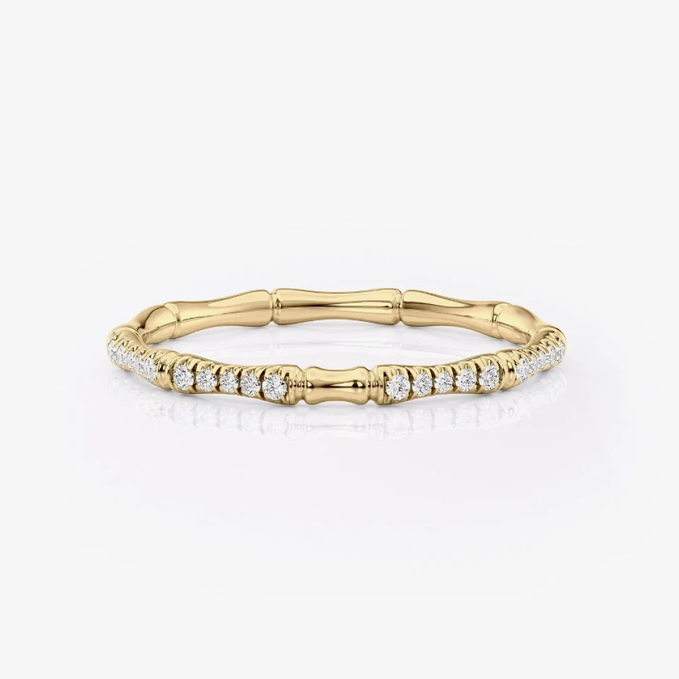 Round Cut Diamond Engagement Band 2MM Yellow 18k Gold 0.20 Ct Lab Created - Image 1 of 4