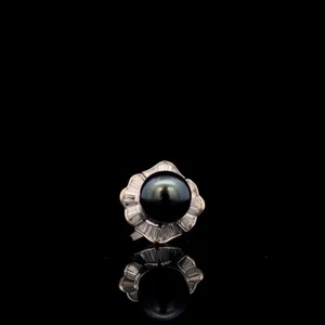 18K Gold Tahitian Pearl Diamond Ring Womens Ladys Size 6.5 7 5 8 9 Ballerina - Picture 1 of 12