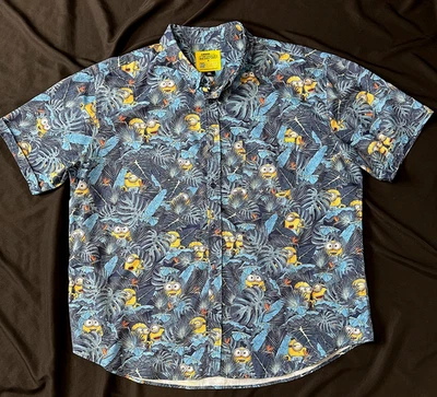 RSVLTS Minions Movie Ba Na Na Kunuflex Button Down Shirt Floral Tiki Mens 3XL - Image 1 of 2