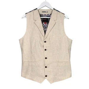 Chaleco Joe Browns Talla UK40R Para Hombre Beige Algodón Mezcla Lino Boda Ocasión - Imagen 1 de 16