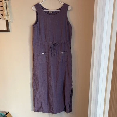 Vestido midi vintage Coldwater Creek lino lavanda botones de flores talla mediana usado en excelente estado Foto 1 de 4