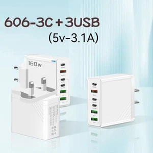 with LED Phone Charger Adapter Multi Ports Charger for iPhone/Xiaomi/Samsung - Photo 1 sur 18