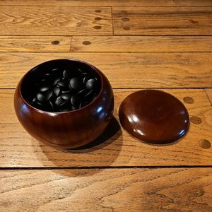 RARE Nintendo Japanese Go Stone Vtg Goishi Game Piece Set Black Vintage - Picture 1 of 3