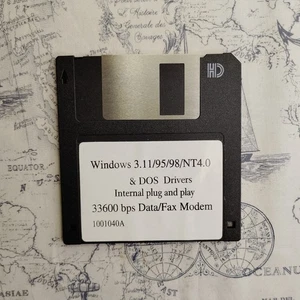 1001040A 33600 bps Data/Fax Modem Drivers 3.5" Floppy Disk Windows 3.1/95/98/NY - Picture 1 of 2