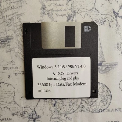 1001040A 33600 bps Data/Fax Modem Drivers 3.5" Floppy Disk Windows 3.1/95/98/NY - Image 1 of 2